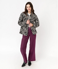 veste matelassee a motifs fleuris femme beige vestesE605001_4