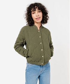 veste matelassee en gaze de coton avec fermeture pressions femme vertE605101_1