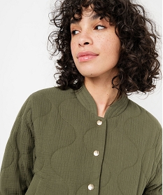 veste matelassee en gaze de coton avec fermeture pressions femme vert vestesE605101_2