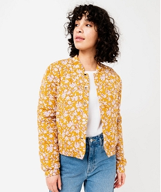 veste matelassee imprimee avec fermeture pressions femme orange vestesE605201_2