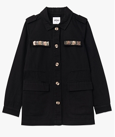 veste femme saharienne avec broderies sur la poitrine noir vestesE605401_4