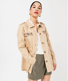 veste femme saharienne avec broderies sur la poitrine beige vestesE605501_1