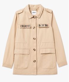 veste femme saharienne avec broderies sur la poitrine beige vestesE605501_4