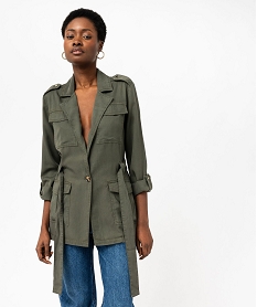 GEMO Veste saharienne en Lyocell femme kaki standard