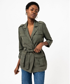 veste saharienne en lyocell femme vert vestesE606101_2
