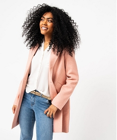 manteau long a col tailleur femme rose manteauxE606901_1