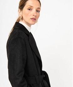 manteau trench en suedine avec ceinture femme noirE607101_2