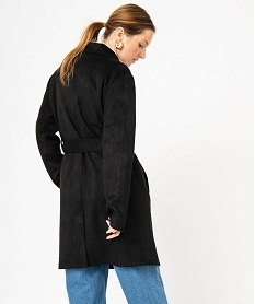 manteau trench en suedine avec ceinture femme noir standard manteauxE607101_3