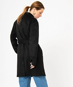 manteau trench en suedine avec ceinture femme noirE607101_3