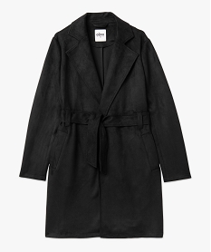 manteau trench en suedine avec ceinture femme noir manteauxE607101_4