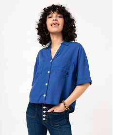 chemise manches courtes ample et courte femme - lulucastagnette bleu chemisiersE608101_1