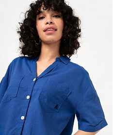 chemise manches courtes ample et courte femme - lulucastagnette bleu chemisiersE608101_2