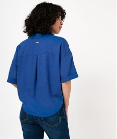 chemise manches courtes ample et courte femme - lulucastagnette bleu chemisiersE608101_3