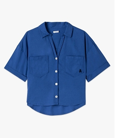 chemise manches courtes ample et courte femme - lulucastagnette bleuE608101_4