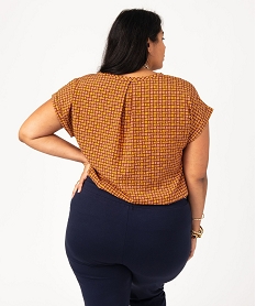 blouse imprimee a manches courtes femme grande taille orange blousesE608501_3