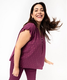 blouse a manches courtes a volants femme grande taille violetE608701_1