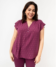 blouse a manches courtes a volants femme grande taille violet chemisiers et blousesE608701_2