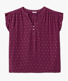 blouse a manches courtes a volants femme grande taille violet chemisiers et blousesE608701_4