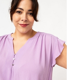 blouse a manches courtes a volants femme grande taille violet chemisiers et blousesE608801_2