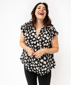 GEMO Blouse imprimée à manches courtes femme grande taille Noir