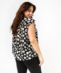 blouse imprimee a manches courtes femme grande taille noir chemisiers et blousesE608901_3