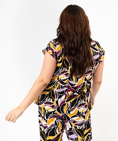 blouse imprimee a manches courtes femme grande taille orange chemisiers et blousesE609001_3