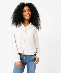GEMO Chemise manches longues fluide femme blanc chine