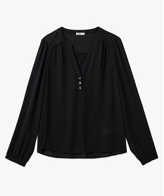 blouse unie avec col v boutonne femme noir chemisiersE609601_4