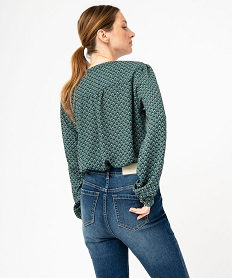 blouse a motifs avec col v boutonne femme vertE609701_3