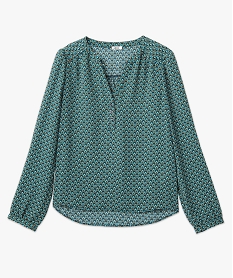 blouse a motifs avec col v boutonne femme vert chemisiersE609701_4