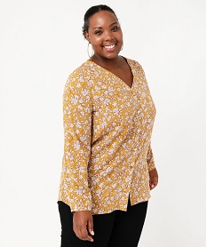 chemise a manches longues imprimee femme grande taille jaune chemisiersE610001_1