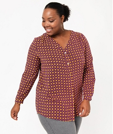 chemise a manches longues imprimee femme grande taille violet chemisiersE610101_1