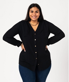 GEMO Chemise à manches longues texturée femme grande taille noir standard