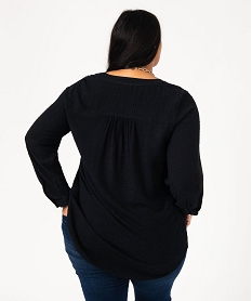 chemise a manches longues texturee femme grande taille noir standard chemisiersE610901_3
