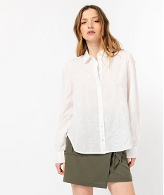 chemise manches longues en broderie anglaise femme beigeE611001_2