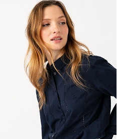 chemise manches longues en broderie anglaise femme bleu chemisiersE611101_4