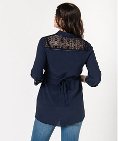 blouse de grossesse fluide avec dentelle a manches ¾ bleu chemisiersE611401_3