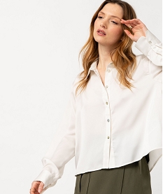 GEMO Chemise satinée coupe courte femme blanc chine