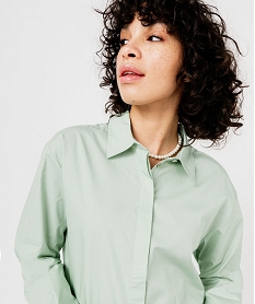 GEMO Chemise à manches longues coupe large et courte femme vert standard