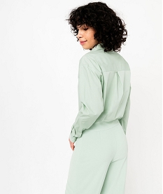 chemise a manches longues coupe large et courte femme vert chemisiersE611901_3