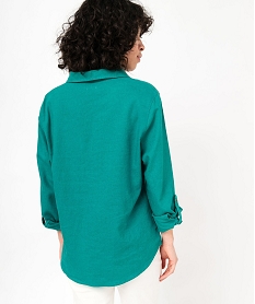 chemise a manches longues contenant du lin femme vert chemisiersE612201_3