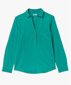 chemise a manches longues contenant du lin femme vert chemisiersE612201_4