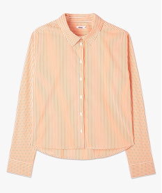 chemise rayee a manches longues femme orange chemisiersE612401_4