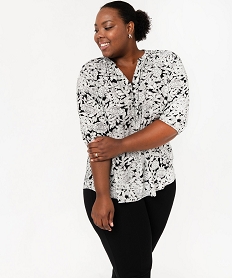 blouse imprimee a manches 34 femme grande taille blanc blousesE612801_2
