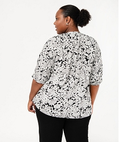 blouse imprimee a manches 34 femme grande taille blancE612801_3