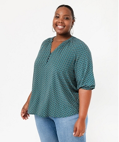 blouse imprimee a manches 34 femme grande taille vert blousesE612901_2