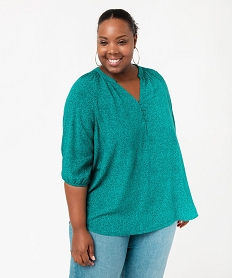 GEMO Blouse imprimée à manches 34 femme grande taille Vert