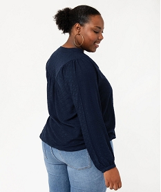 blouse femme grande taille unie ajustable dans le bas bleuE613201_3