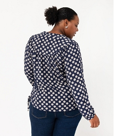 blouse femme grande taille imprimee ajustable dans le bas bleu blousesE613301_3