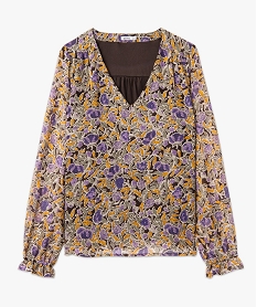 blouse a manches longues en voile a motifs fleuris femme brunE613501_4